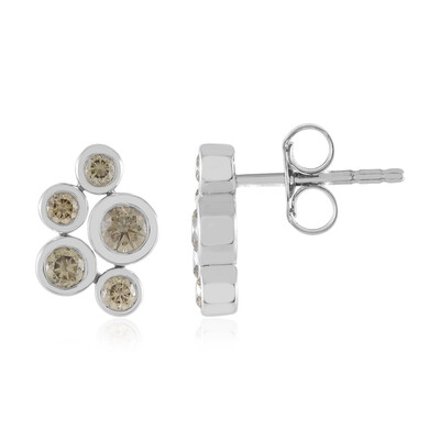 Boucles d'oreilles en or et Diamant VS1 champagne