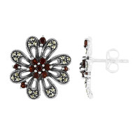 Boucles d'oreilles en argent et Grenat du Mozambique