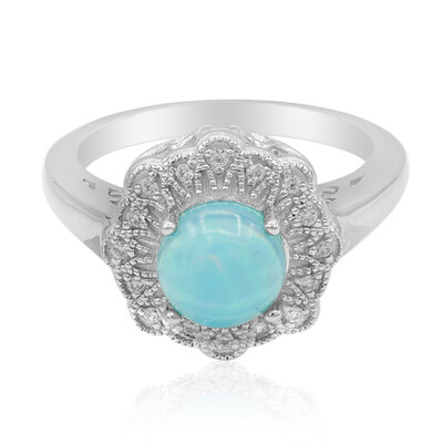 Bague en argent et Opale bleue d'Éthiopie