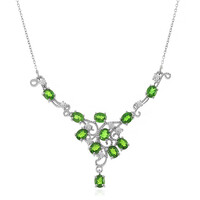 Collier en argent et Diopside de Russie