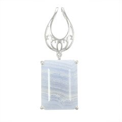 Pendentif en argent et Agate zonée bleue