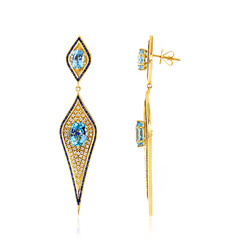 Boucles d'oreilles en or et Aigue-Marine Santa Maria (de Melo)