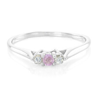 Bague en argent et Saphir rose de Ceylan