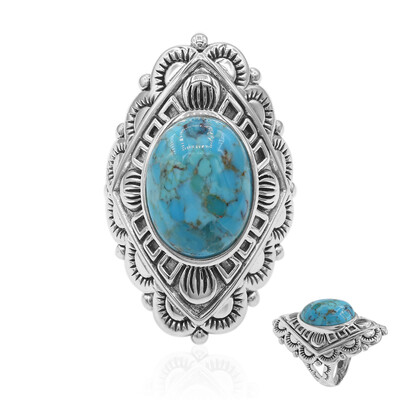Bague en argent et Turquoise bleue de Mohavie (Art of Nature)