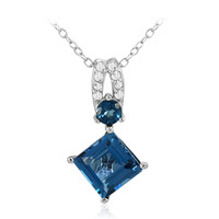 Collier en argent et Topaze bleu de Londres