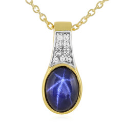 Collier en argent et Saphir étoilé bleu