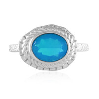 Bague en argent et Opale bleue d'Éthiopie