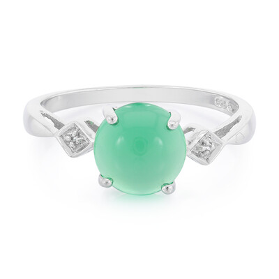 Bague en argent et Calcédoine verte