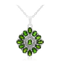 Collier en argent et Diopside de Russie