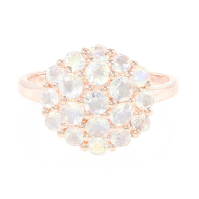 Bague en argent et Pierre de Lune arc-en-ciel
