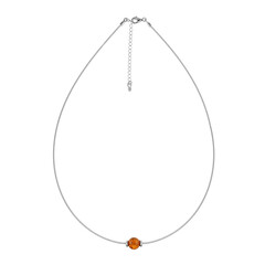 Collier en argent et Ambre baltique couleur cognac