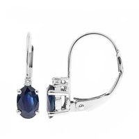 Boucles d'oreilles en or et Saphir bleu de Ceylan
