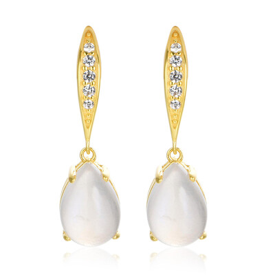 Boucles d'oreilles en argent et Pierre de lune de Tanzanie