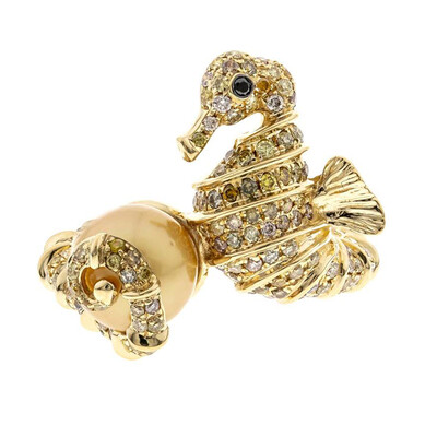 Bague en or et Perle de culture d'eau douce dorée  (CIRARI)