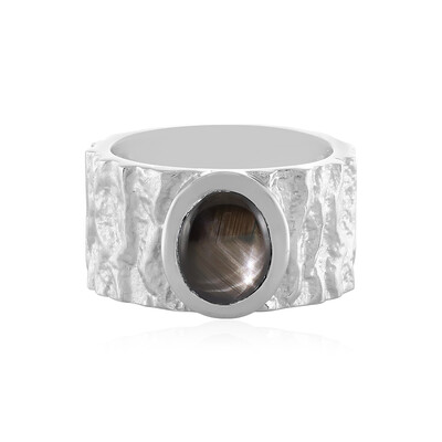 Bague en argent et Saphir étoilé noir (MONOSONO COLLECTION)