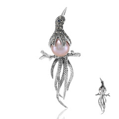 Broche en argent et Perle Ming