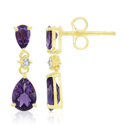 Boucles d'oreilles en or et Améthyste