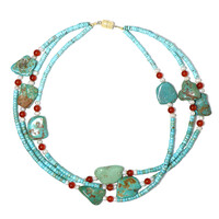 Collier en argent et Turquoise de Kingman (Adela Silber)