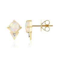 Boucles d'oreilles en or et Opale blanche du Brésil