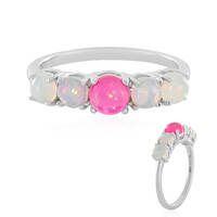 Bague en argent et Opale rose d'Éthiopie