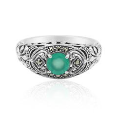 Bague en argent et Calcédoine verte