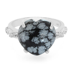 Bague en argent et Obsidienne Flocon-de-Neige
