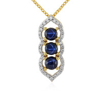 Collier en argent et Saphir étoilé bleu