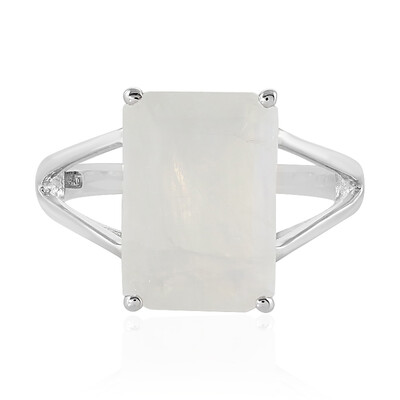 Bague en argent et Pierre de Lune arc-en-ciel