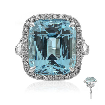 Bague en or et Aigue-Marine du Brésil AAA (AMAYANI)