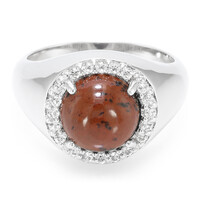 Bague en argent et Obsidienne acajou
