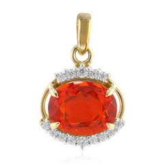 Pendentif en or et Opale de feu mexicaine AAA