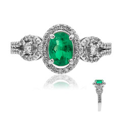Bague en platine et Emeraude de Zambie AAA (CIRARI)