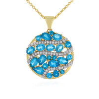 Collier en argent et Apatite bleu néon