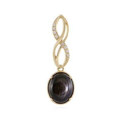 Pendentif en or et Saphir étoilé noir
