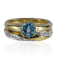 Bague en argent et Topaze bleu Suisse