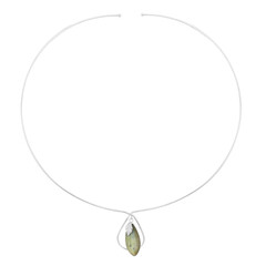 Collier ras du cou (Choker) en argent et Labradorite