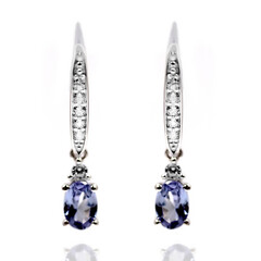 Boucles d'oreilles en argent et Tanzanite non chauffée
