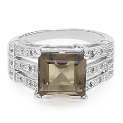 Bague en argent et Quartz fumé