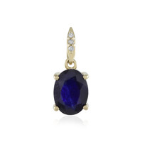 Pendentif en or et Saphir bleu de Madagascar