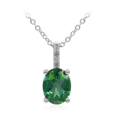 Collier en argent et Topaze vert papillon