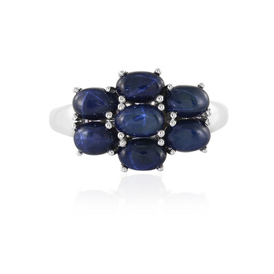 Bague en argent et Saphir étoilé bleu