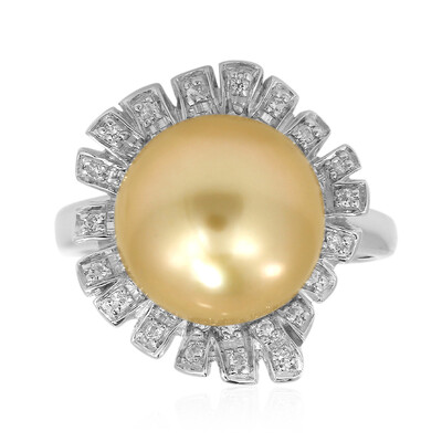 Bague en argent et Perle dorée des mers du Sud Kabira (TPC)