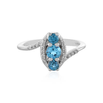 Bague en argent et Topaze bleu Suisse