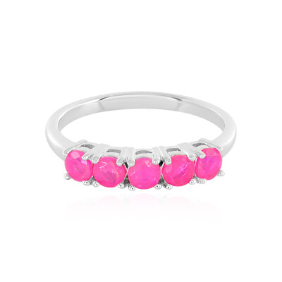 Bague en argent et Opale rose d'Éthiopie