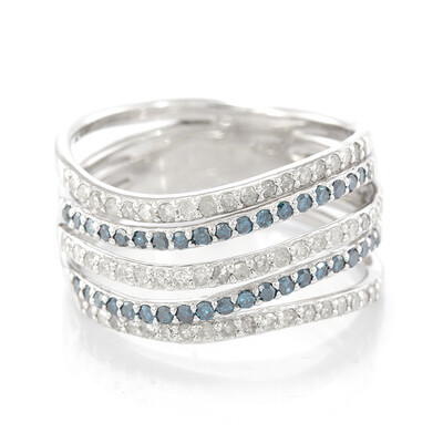 Bague en argent et Diamant bleu