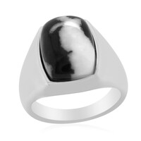 Bague pour homme en argent et Obsidienne Flocon-de-Neige