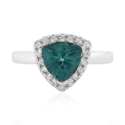 Bague en argent et Fluorite bleu pétrole de Belgique