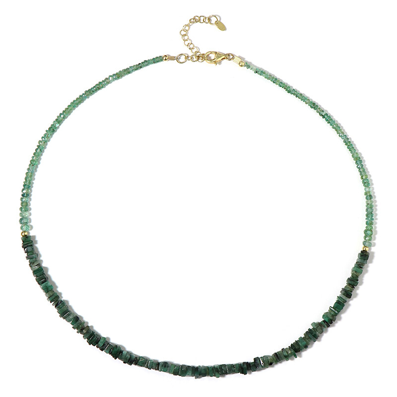 Collier Tongs Plaqué Argent Avec émeraude Et Cristaux - Neuf Dans Sa Boîte - Style Plage