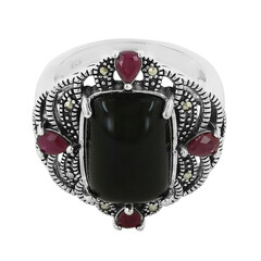Bague en argent et Agate noire