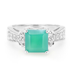 Bague en argent et Calcédoine verte